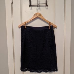The Limited Navy Blue Lace Pencil Skirt